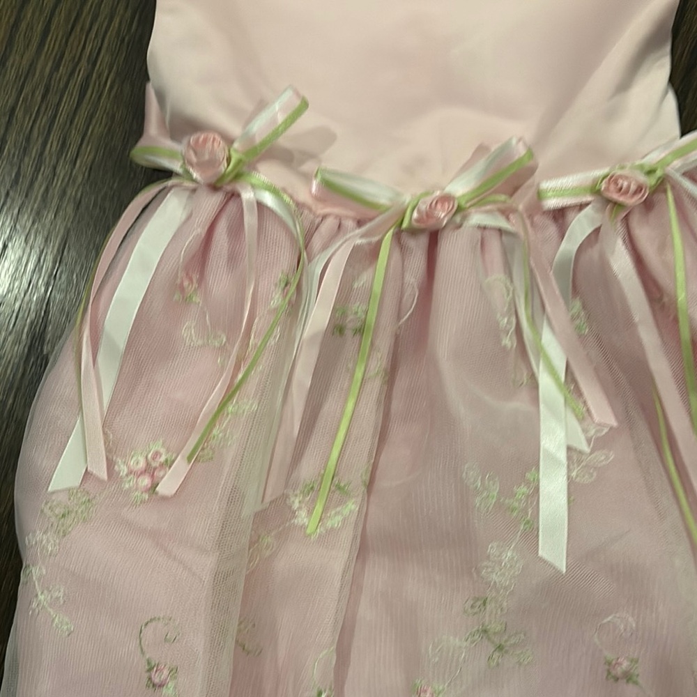 Pink Sleeveless Dress with Floral Embroidery size 2T - Picture 2 of 7